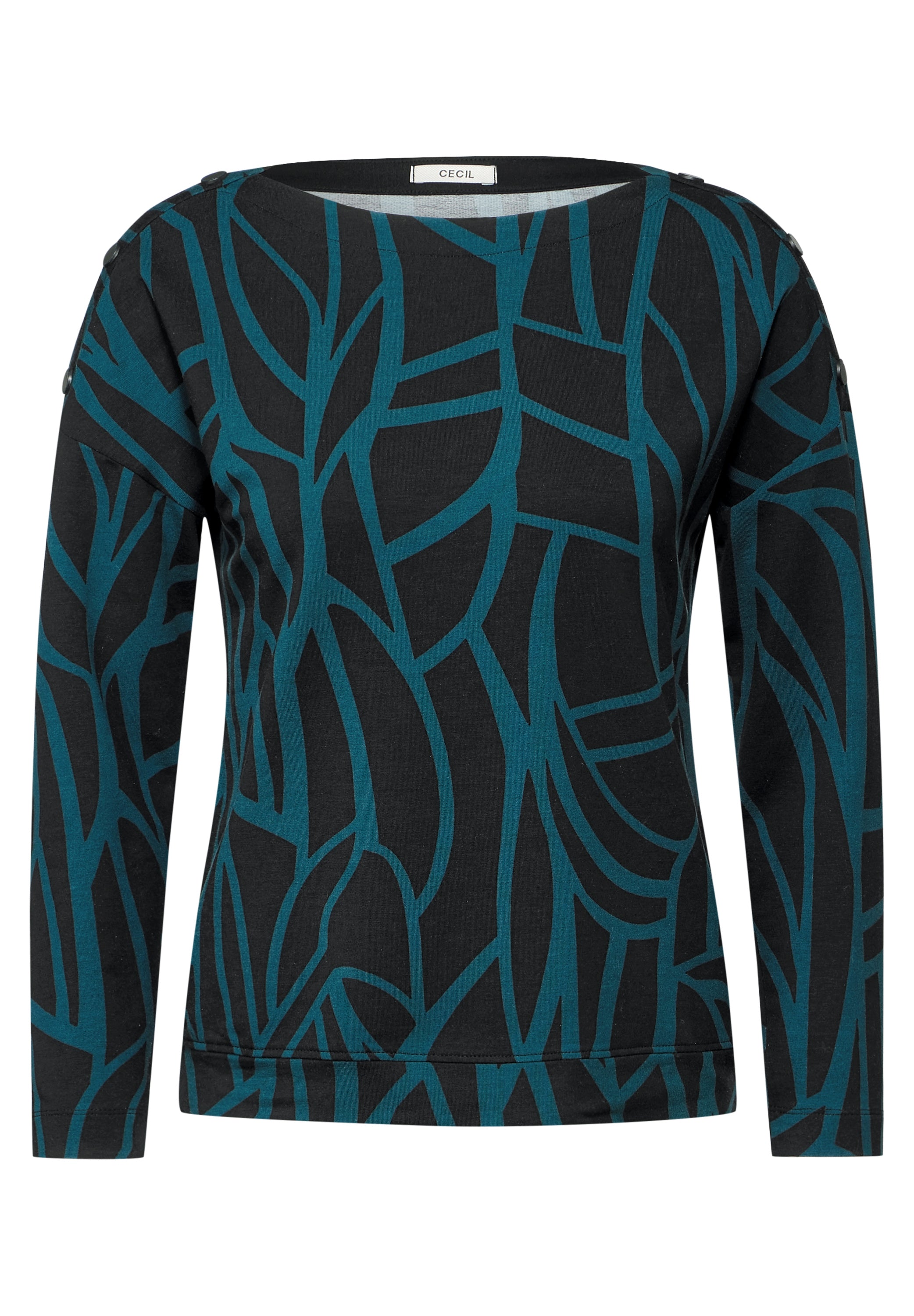 CECIL Langarmshirt mit Knöpfen Damen Grafisches Muster