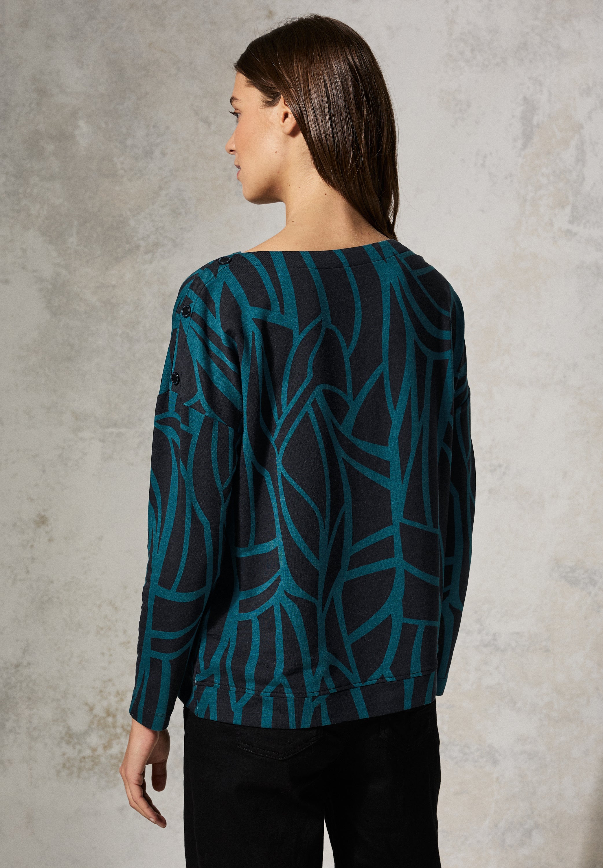 CECIL Langarmshirt mit Knöpfen Damen Grafisches Muster