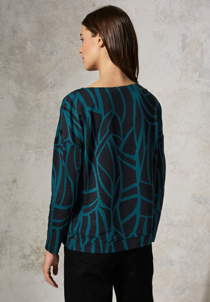 CECIL Langarmshirt mit Knöpfen Damen Grafisches Muster