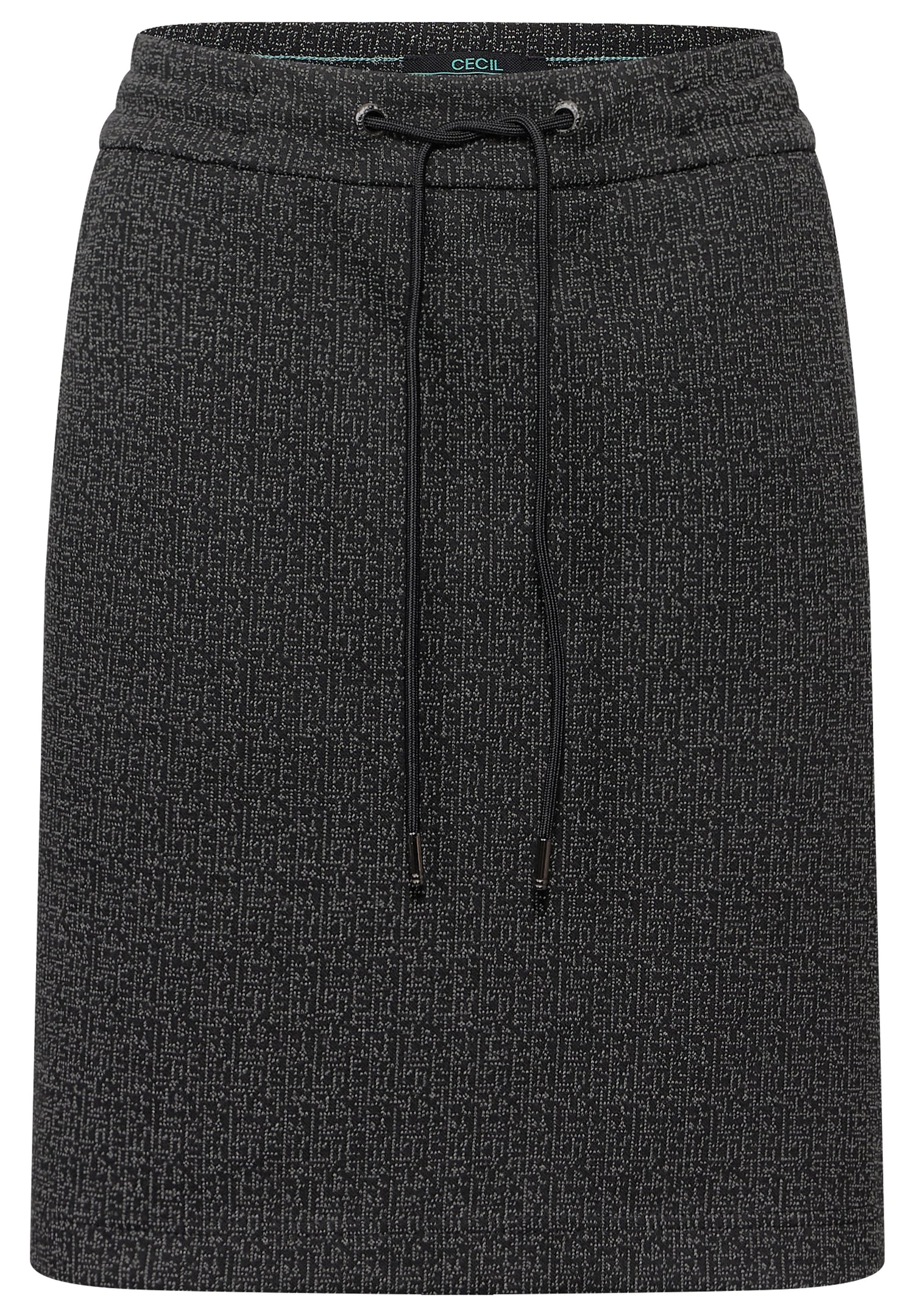 CECIL Knielanger Rock Damen Schwarz Stretch Materialmix
