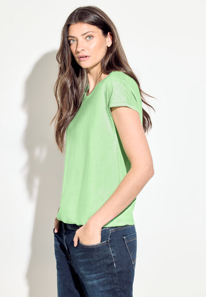 CECIL Damen Dekoratives Kurzarmshirt in Blau