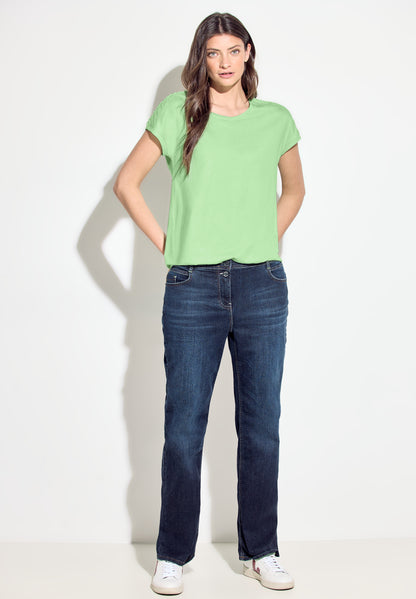 CECIL Damen Dekoratives Kurzarmshirt in Blau