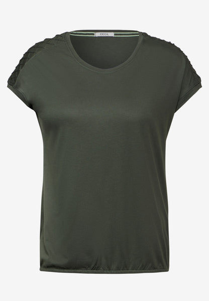 CECIL Damen Dekoratives Kurzarmshirt in Blau