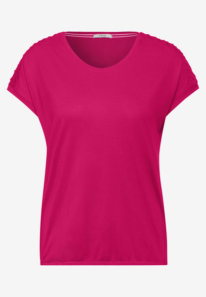 CECIL Damen Dekoratives Kurzarmshirt in Blau