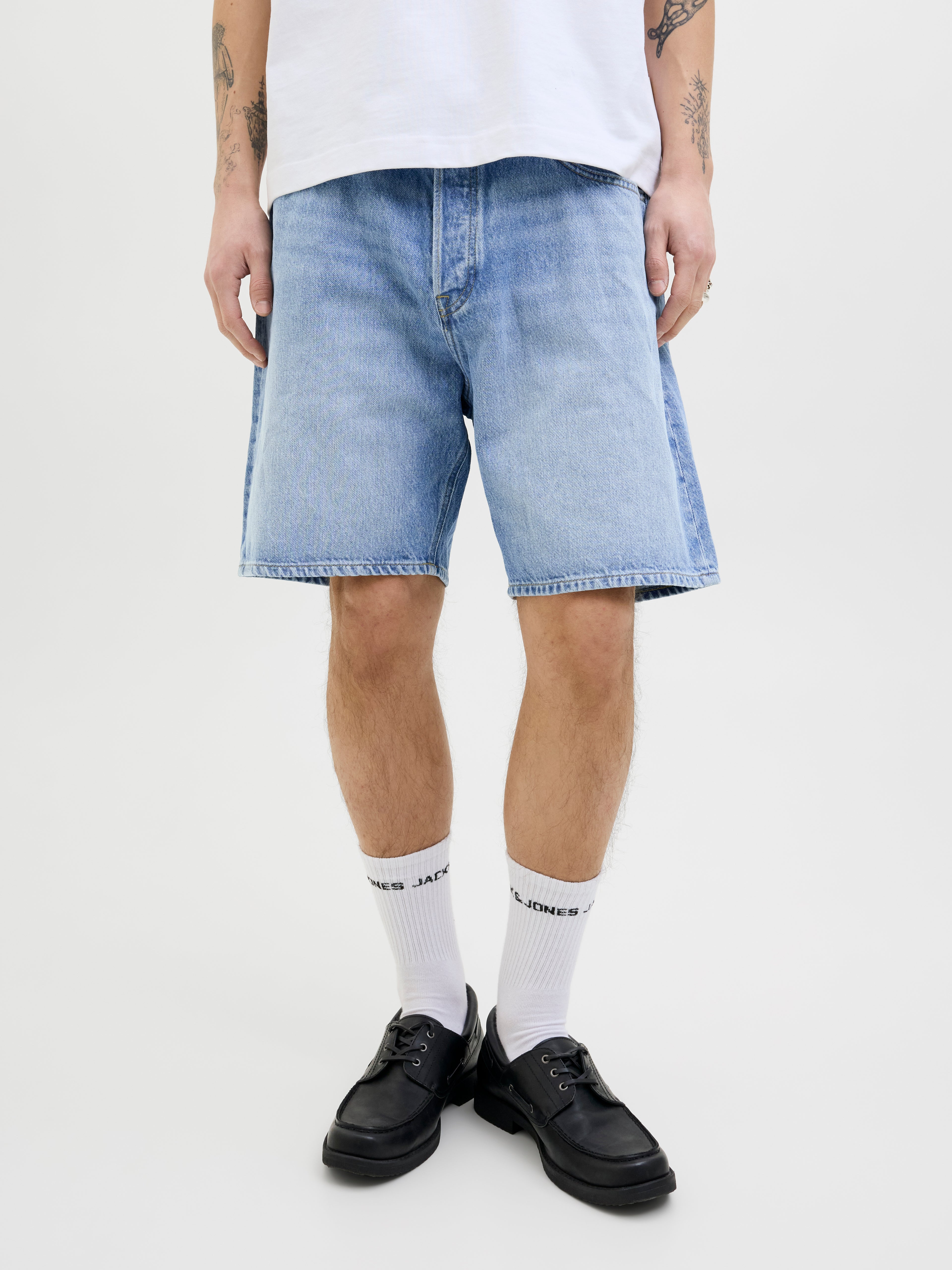 Original Herren Loose Fit Jeans Shorts mit Reißverschluss