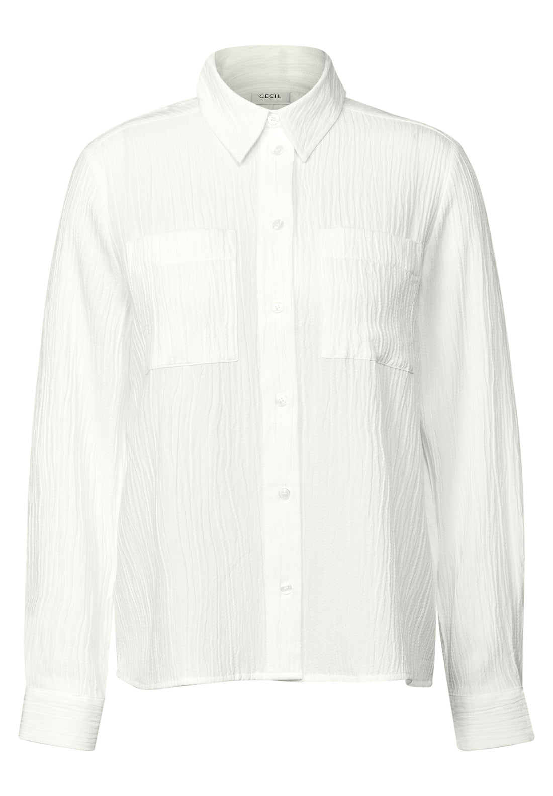 CECIL Strukturbluse Damen Langarm Hemdbluse vanilla white