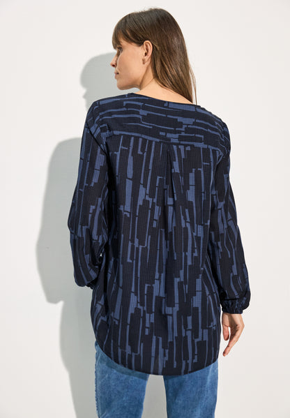 CECIL Bedruckte Bluse Damen V-Ausschnitt Langarm Raffung Viskosemix