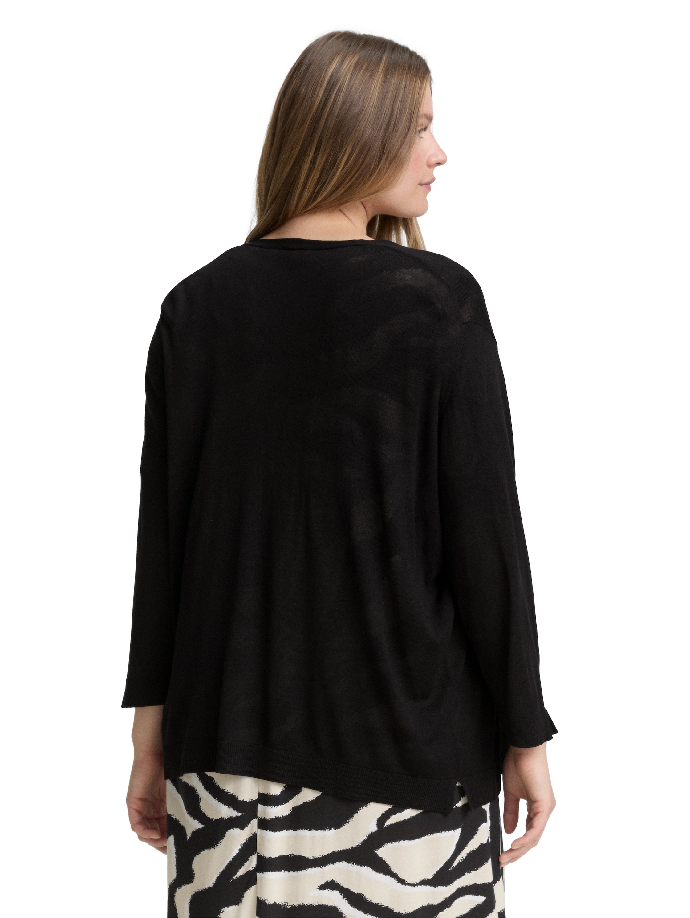 Tom Tailor Denim Strickjacke für Damen - Offene leichte Strickjacke in deep black