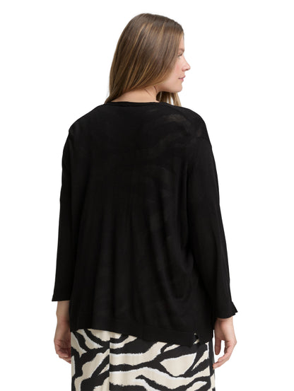 Tom Tailor Denim Strickjacke für Damen - Offene leichte Strickjacke in deep black