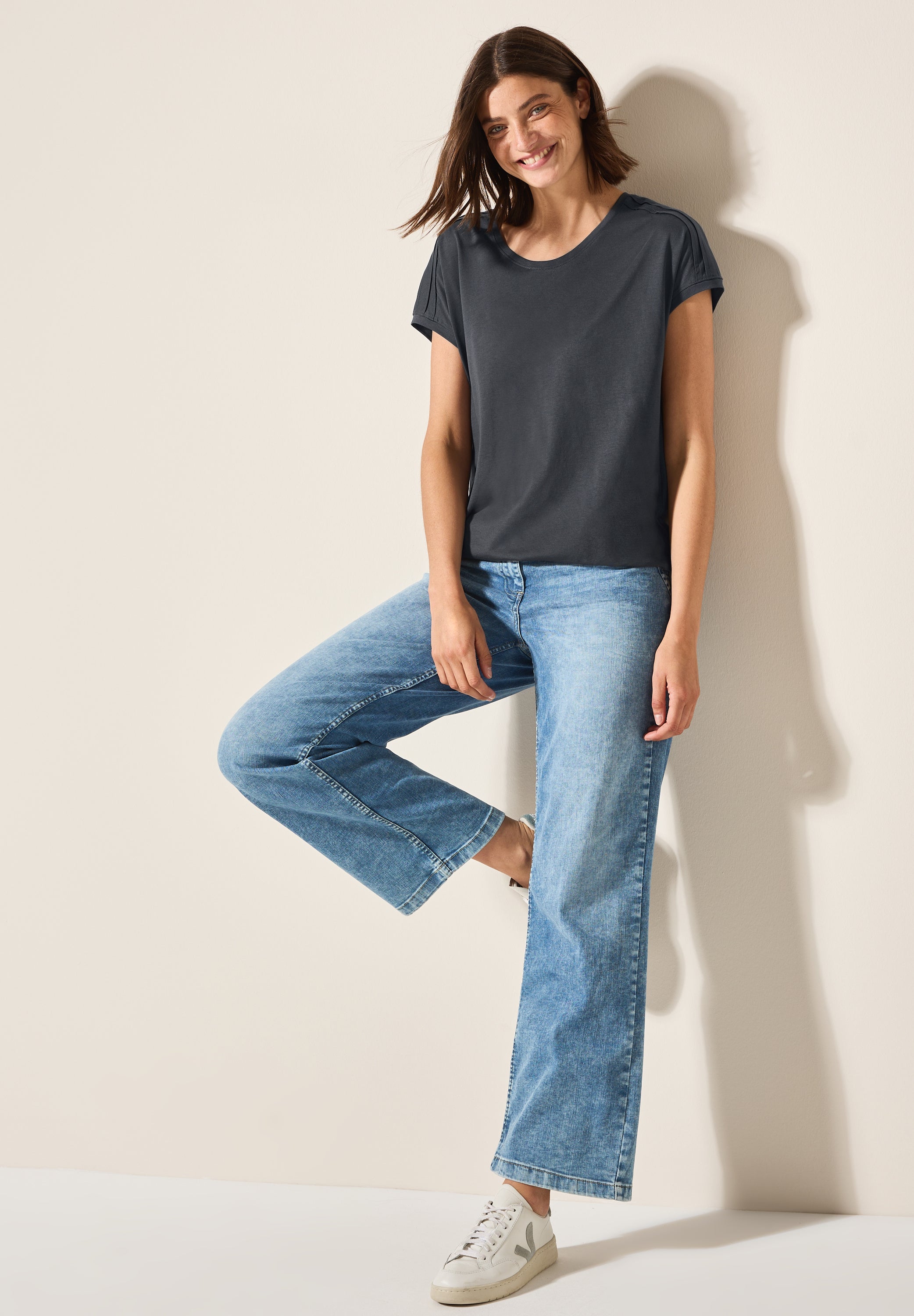 CECIL Damen T-Shirt mit Detail an der Schulter