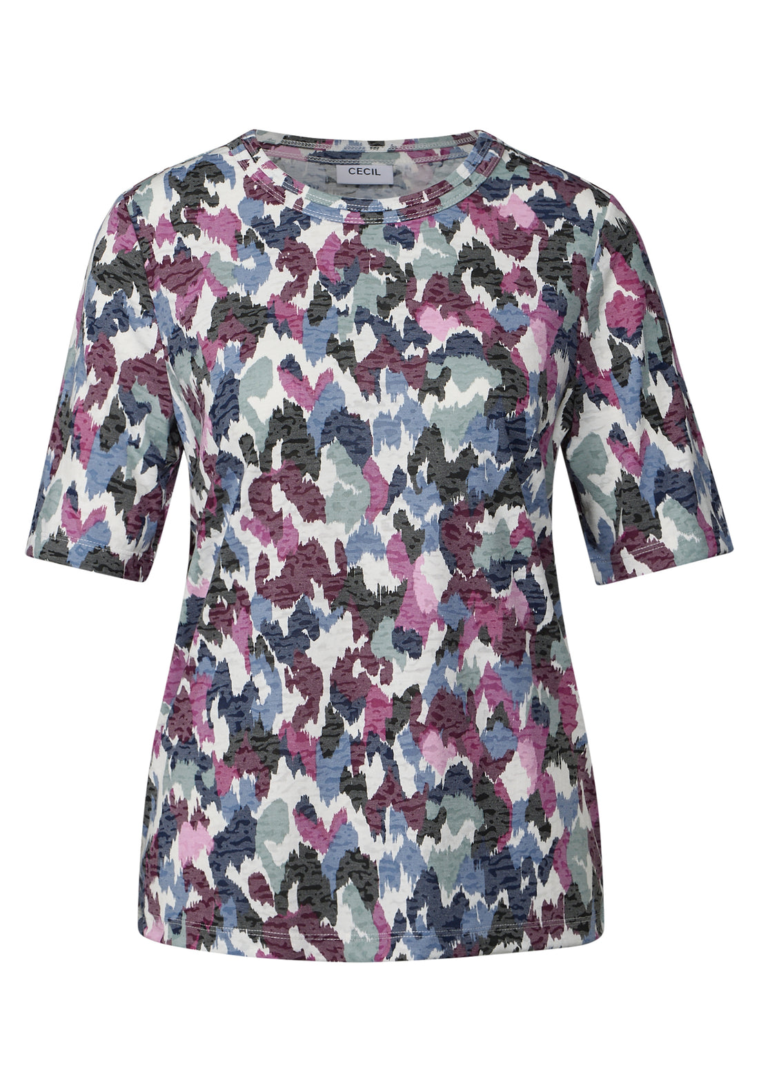 CECIL Gemustertes T-Shirt Damen Ausbrenner-Optik