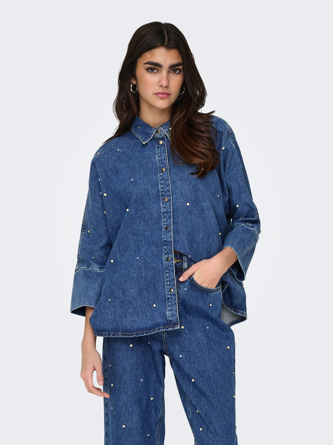 Bestseller Jeanshemd Damen Locker geschnitten