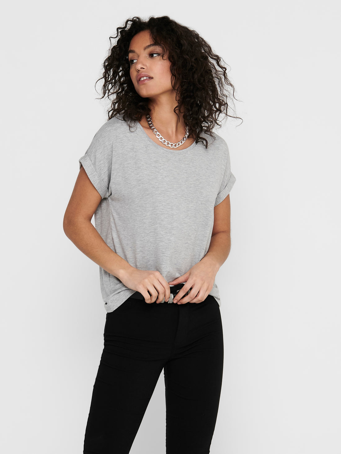 Bestseller Top Damen Rundhals Kurzarm Schwarz<br>