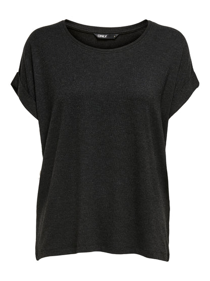 Bestseller Top Damen Rundhals Kurzarm Schwarz<br>