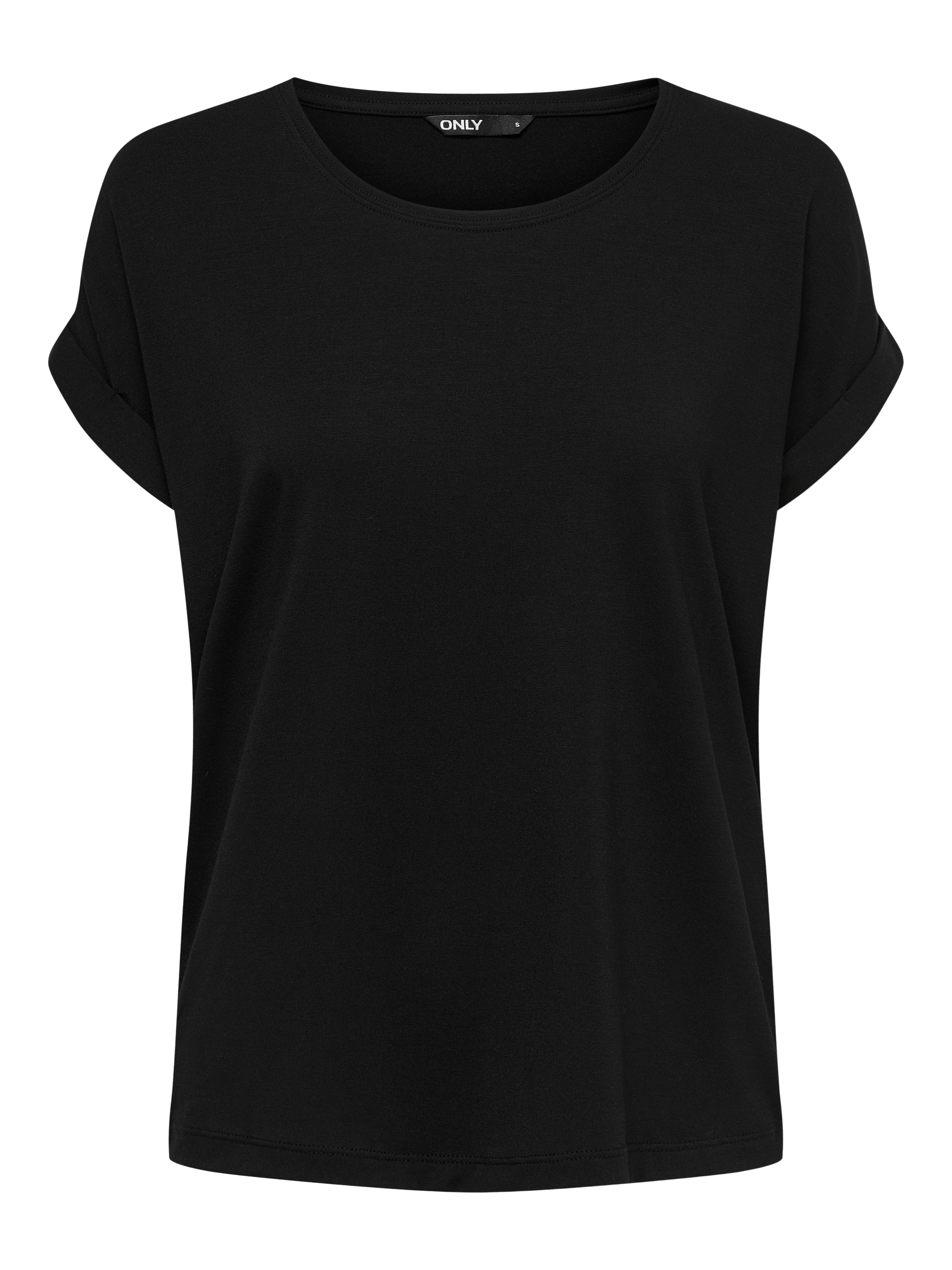 Bestseller Top Damen Rundhals Kurzarm Schwarz<br>