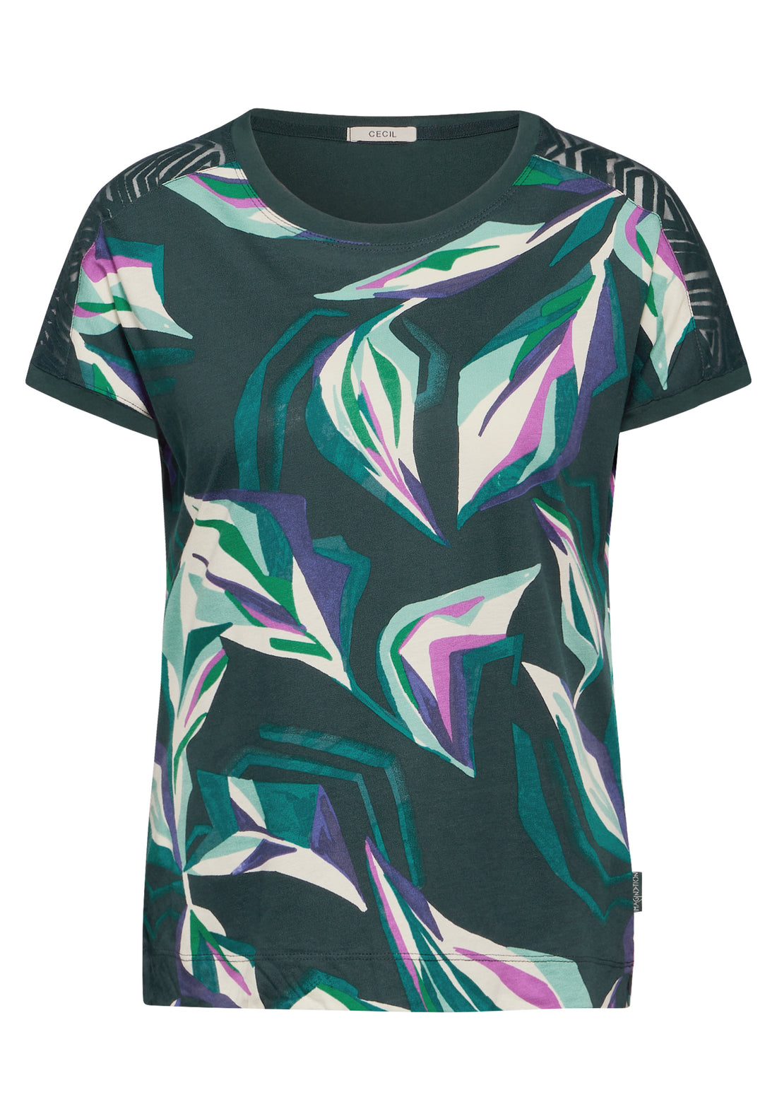 CECIL Ausbrenner T-Shirt Damen Grafischer Blätterprint