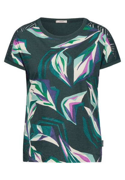 CECIL Ausbrenner T-Shirt Damen Grafischer Blätterprint