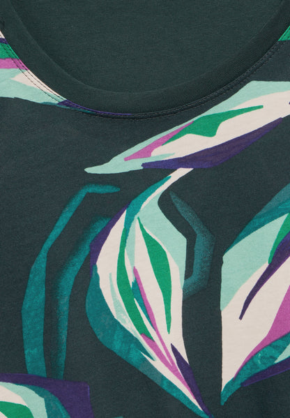 CECIL Ausbrenner T-Shirt Damen Grafischer Blätterprint