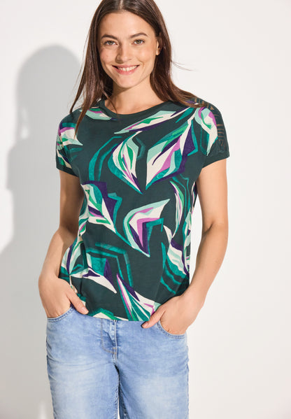 CECIL Ausbrenner T-Shirt Damen Grafischer Blätterprint