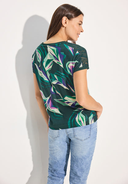 CECIL Ausbrenner T-Shirt Damen Grafischer Blätterprint