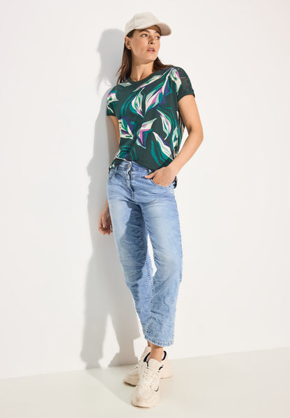 CECIL Ausbrenner T-Shirt Damen Grafischer Blätterprint