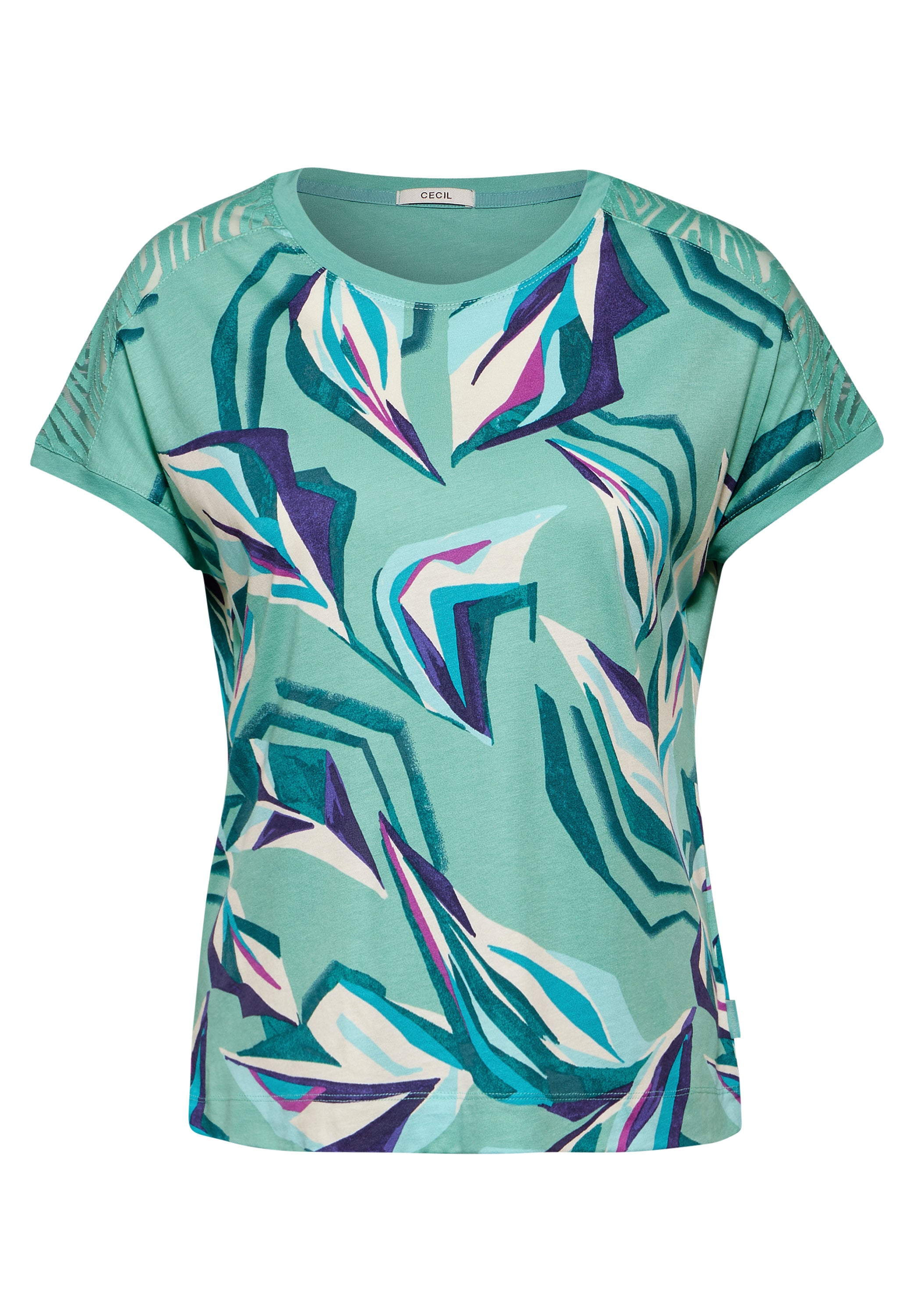 CECIL Ausbrenner T-Shirt Damen Grafischer Blätterprint