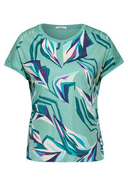 CECIL Ausbrenner T-Shirt Damen Grafischer Blätterprint