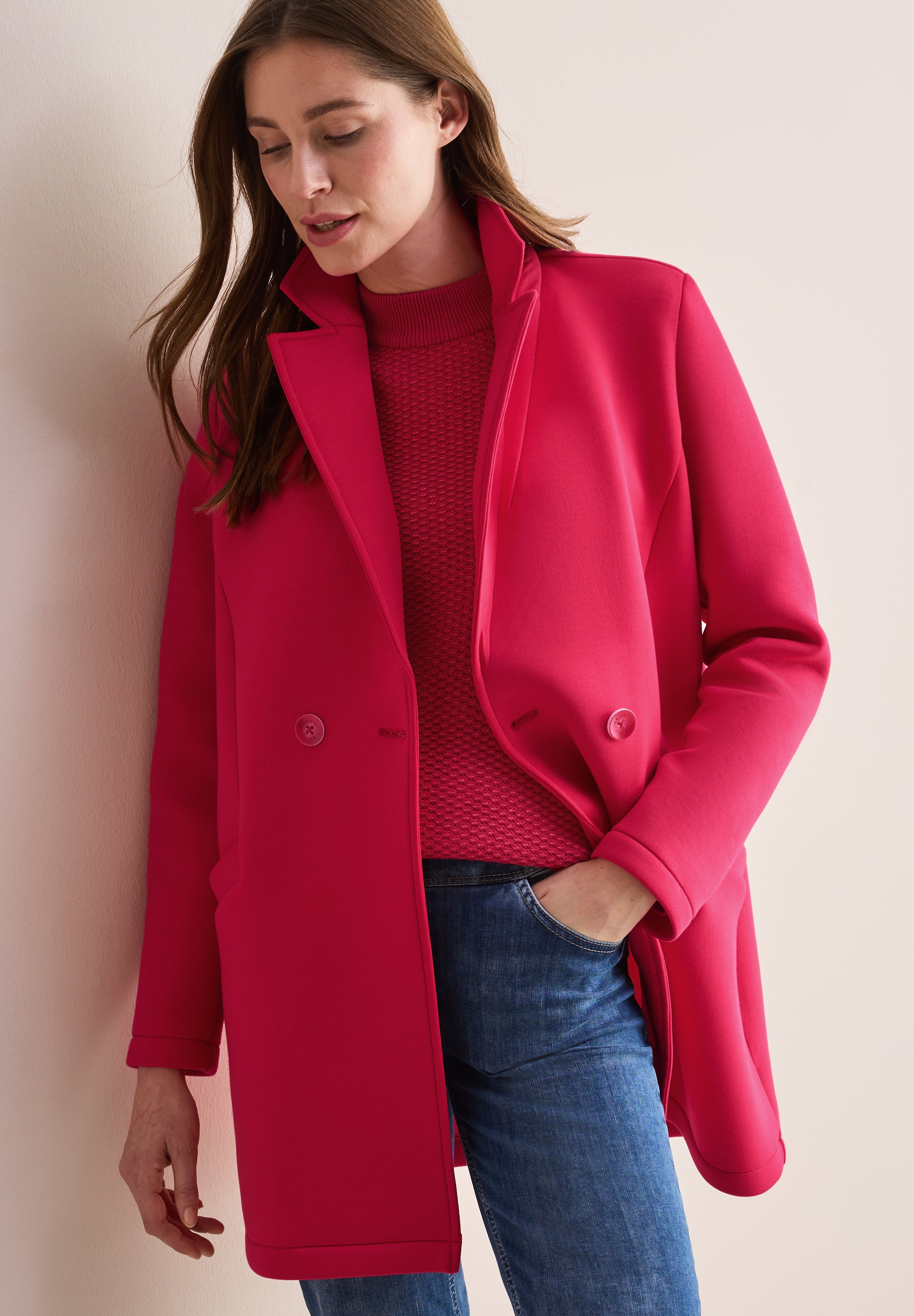 CECIL Scuba-Mantel Damen Bequemer Materialmix