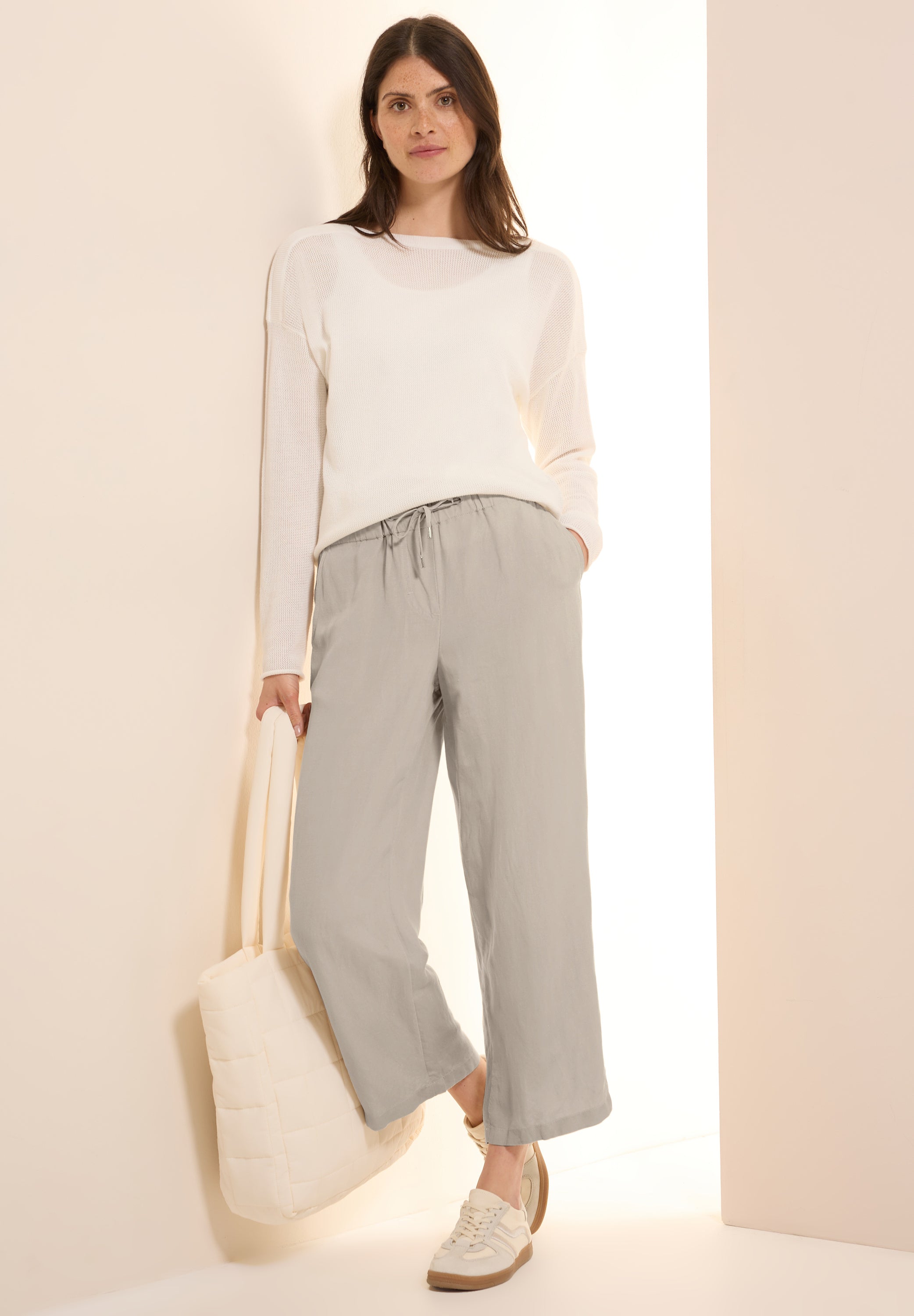 CECIL Loose Fit High Waist Damen Leinenhose