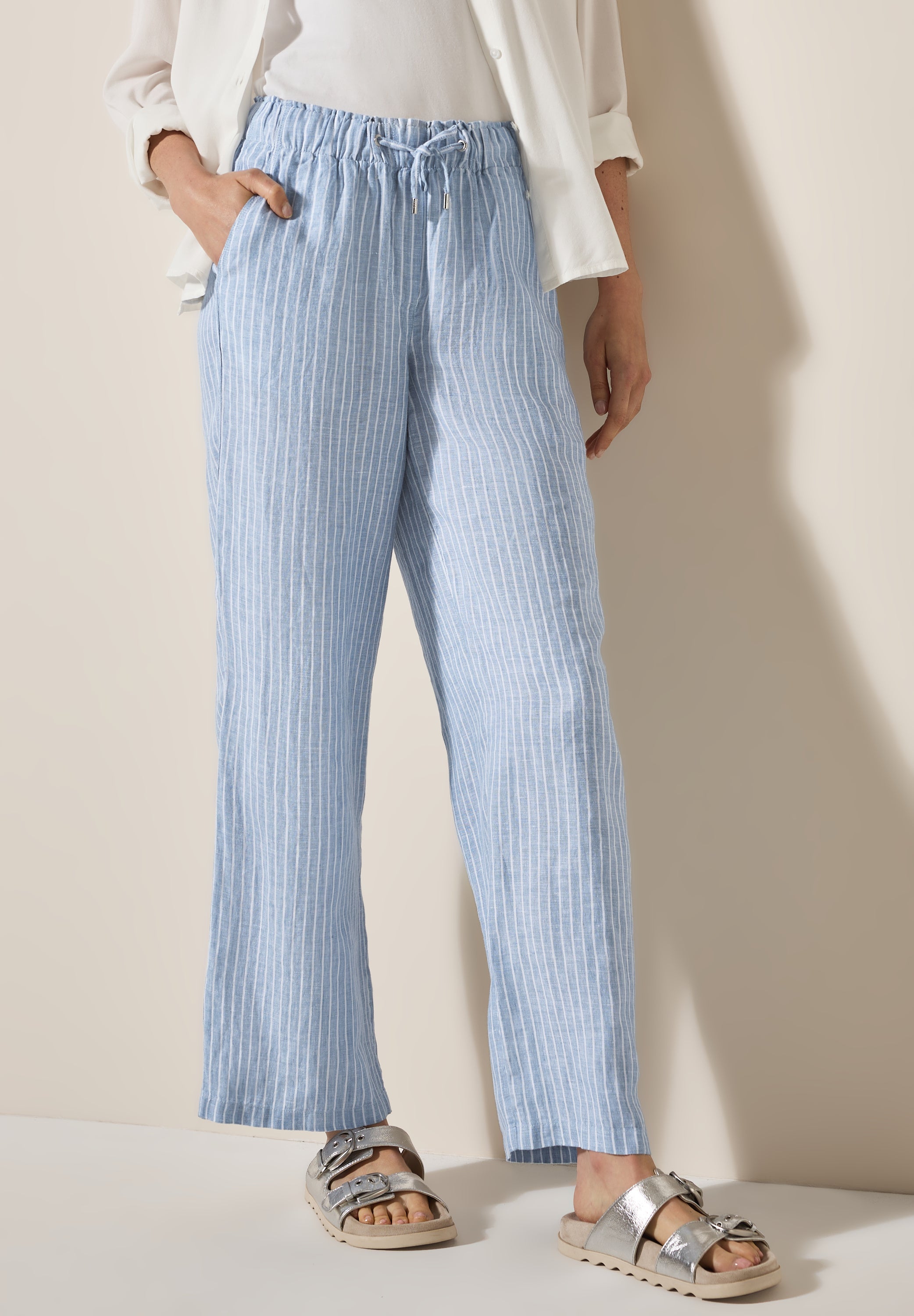CECIL Leinenhose Damen Wide Legs High Waist Loose Fit
