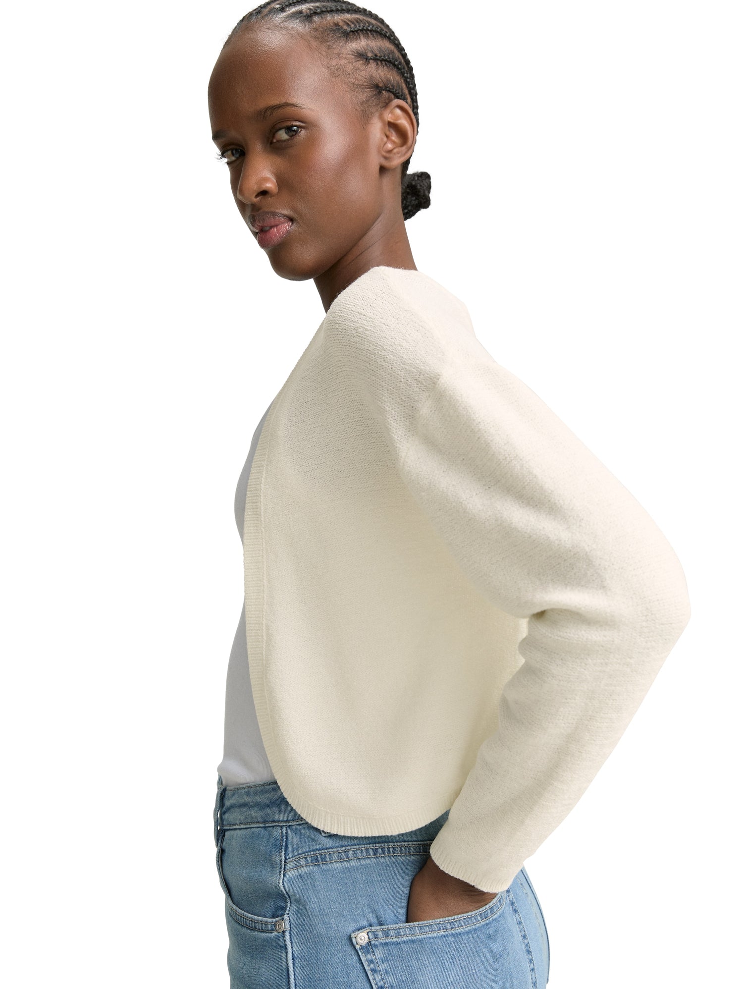 Tom Tailor Denim Strick-Bolero für Frauen mit überschnittener Schulternaht