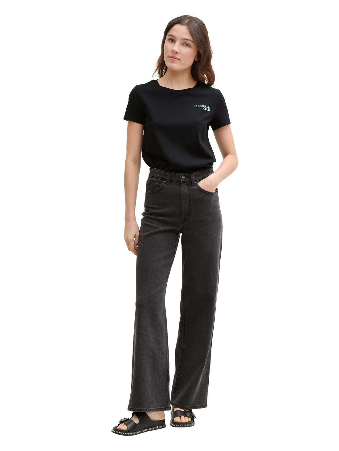 Tom Tailor Denim T-Shirt Damen Schriftzug Baumwolle