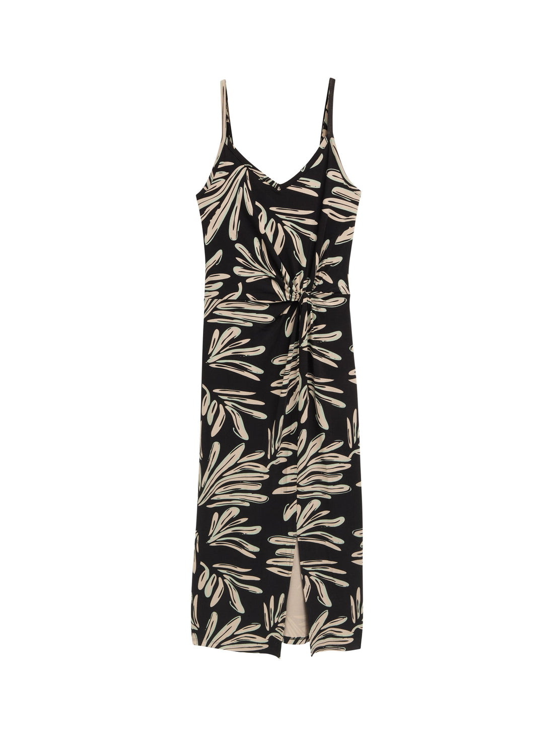 Tom Tailor Damen Midi-Kleid Knoten-Detail Viskose Elasthan