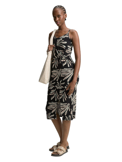 Tom Tailor Damen Midi-Kleid Knoten-Detail Viskose Elasthan