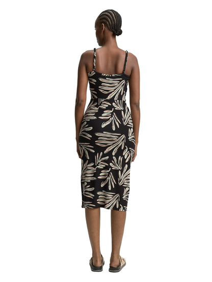 Tom Tailor Damen Midi-Kleid Knoten-Detail Viskose Elasthan