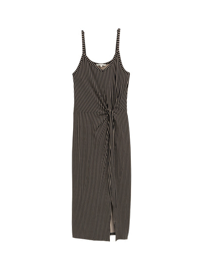 Tom Tailor Damen Midi-Kleid Knoten-Detail Viskose Elasthan