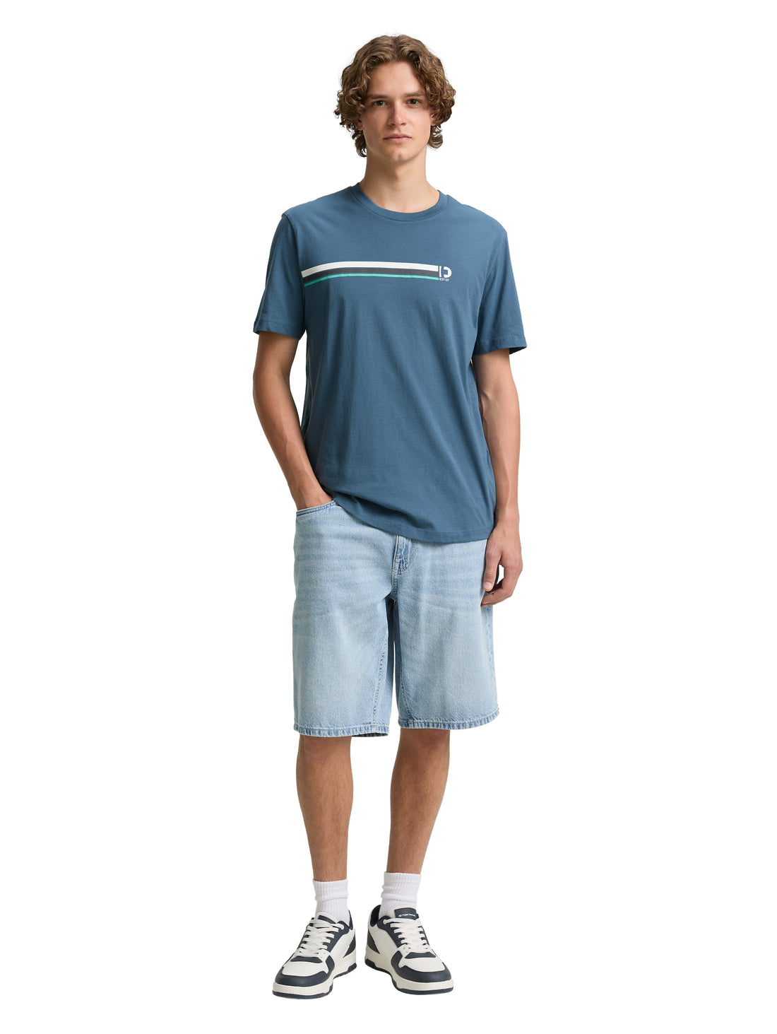 Tom Tailor Denim T-Shirt Erwachsene Männlich gestreifter Print