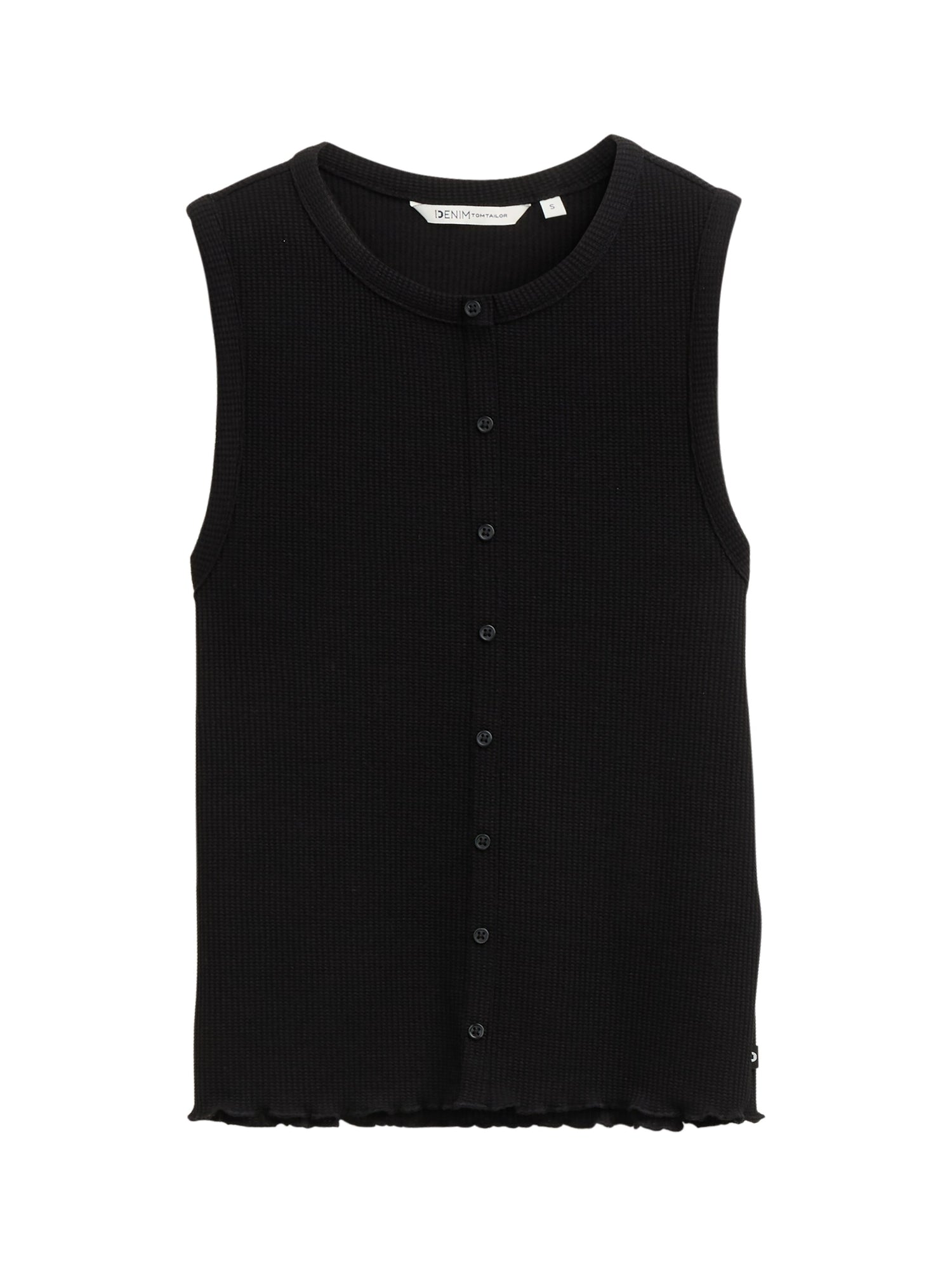 Tom Tailor Denim Ärmelloses Top Female Zuknöpfbar Waffelstruktur