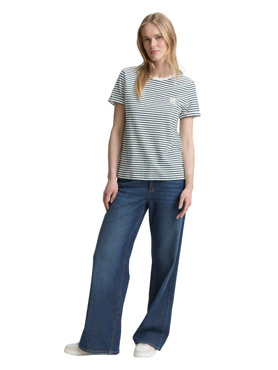 Tom Tailor Denim Gestreiftes T-Shirt Erwachsene Weiblich Sonnenmotiv