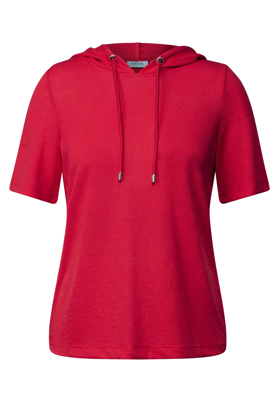 CECIL Kapuzenshirt Damen Leichtes Kurzarm-Shirt Feine Struktur