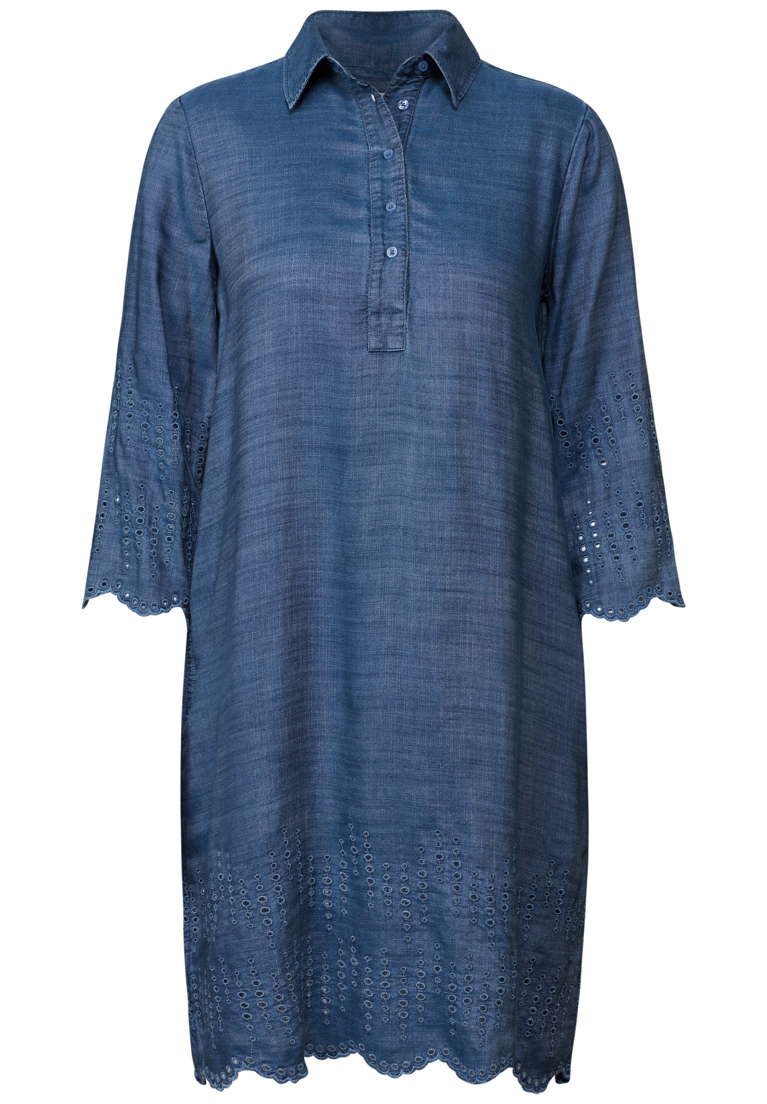 CECIL Knielanges Jeanskleid Damen Sommerliches Denim Kleid Blau