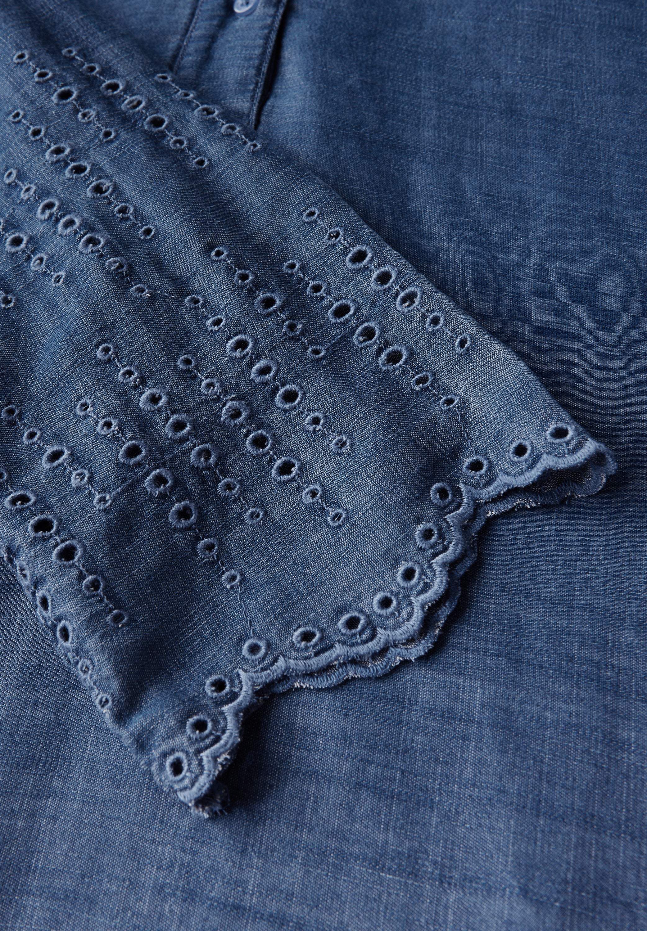 CECIL Knielanges Jeanskleid Damen Sommerliches Denim Kleid Blau