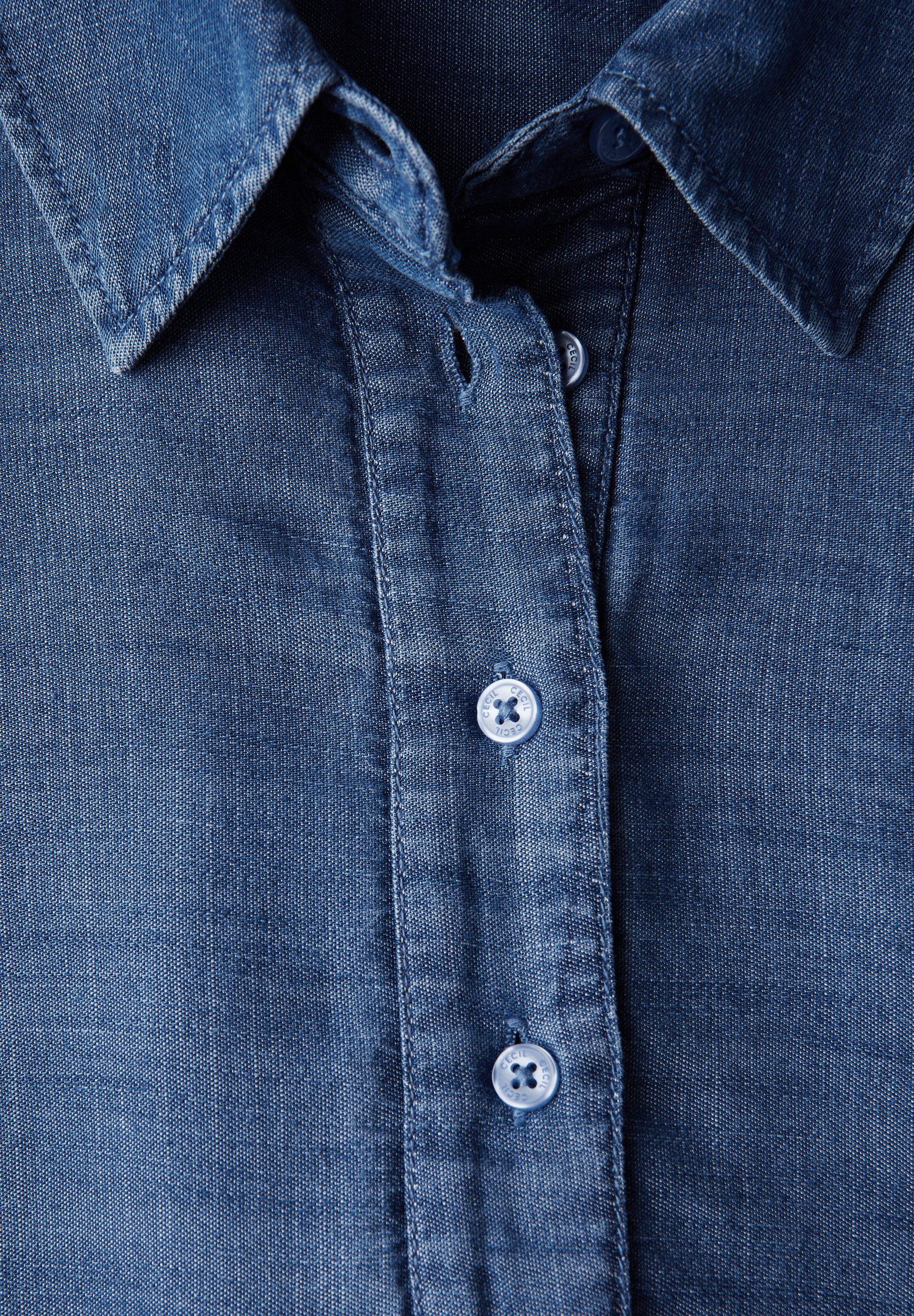 CECIL Knielanges Jeanskleid Damen Sommerliches Denim Kleid Blau