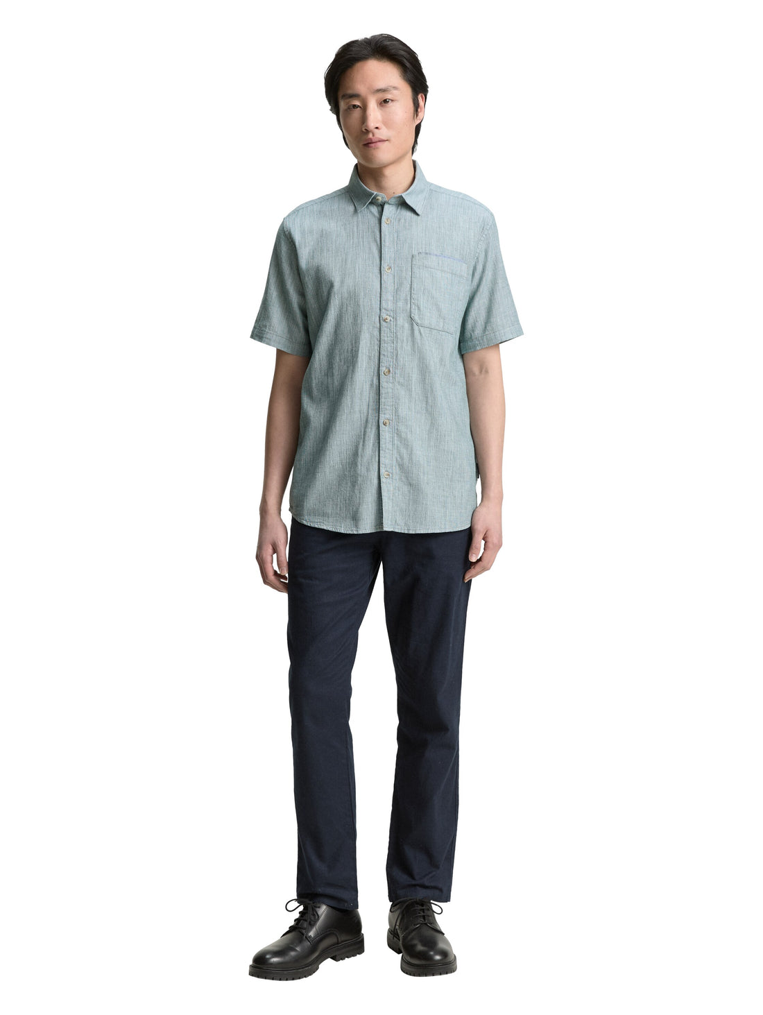 Tom Tailor Denim Baumwollhemd für Erwachsene Männer mit Chambray-Detail