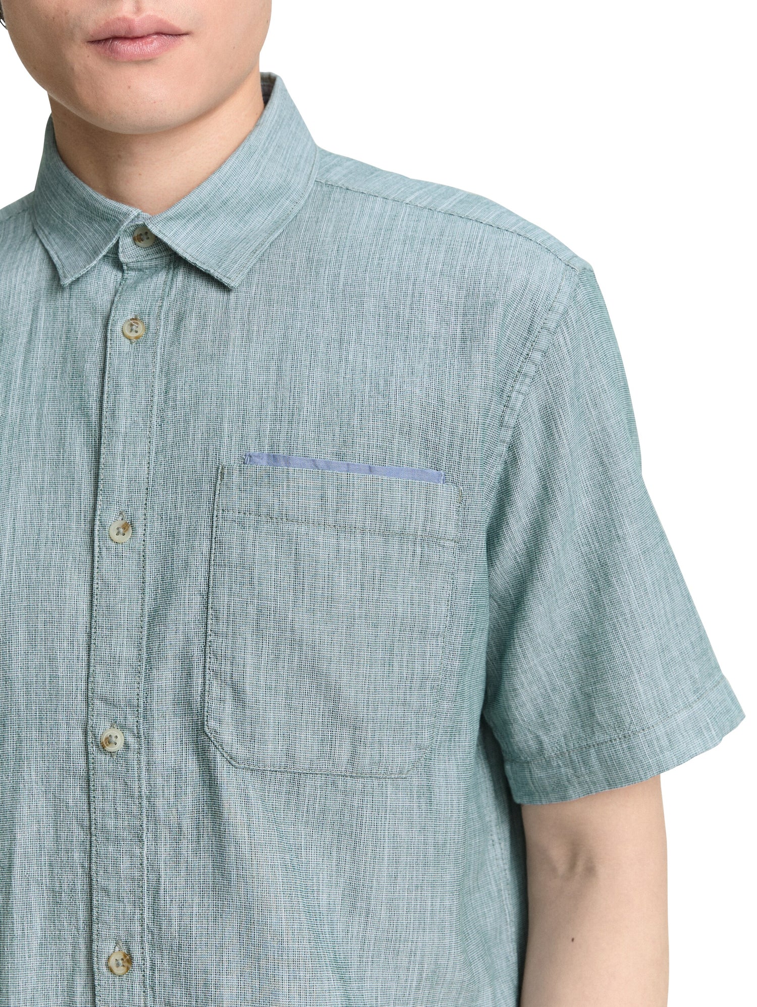 Tom Tailor Denim Baumwollhemd für Erwachsene Männer mit Chambray-Detail