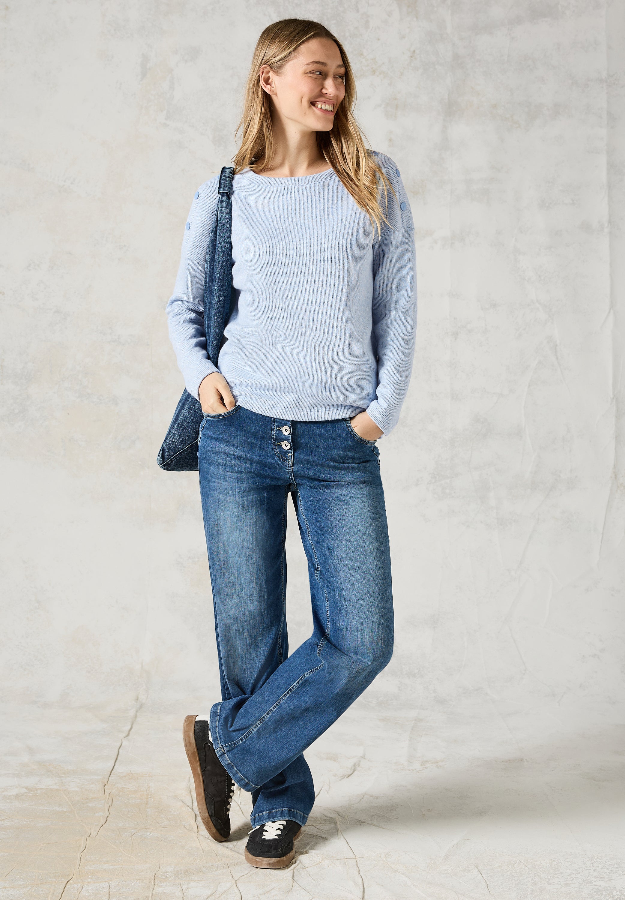 CECIL Melange Shirt mit Knöpfen Damen whisper blue