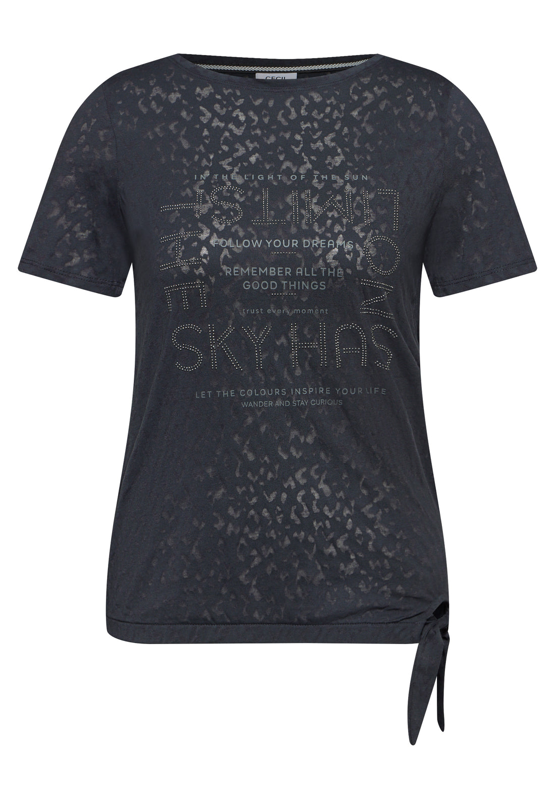 CECIL Kurzarmshirt Damen Burn-Out-Optik Schwarz