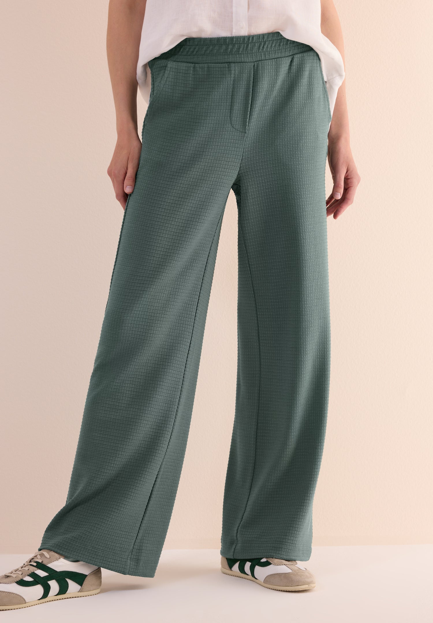 CECIL Loose Fit Damen Hose mit Wide Legs und Waffelstruktur