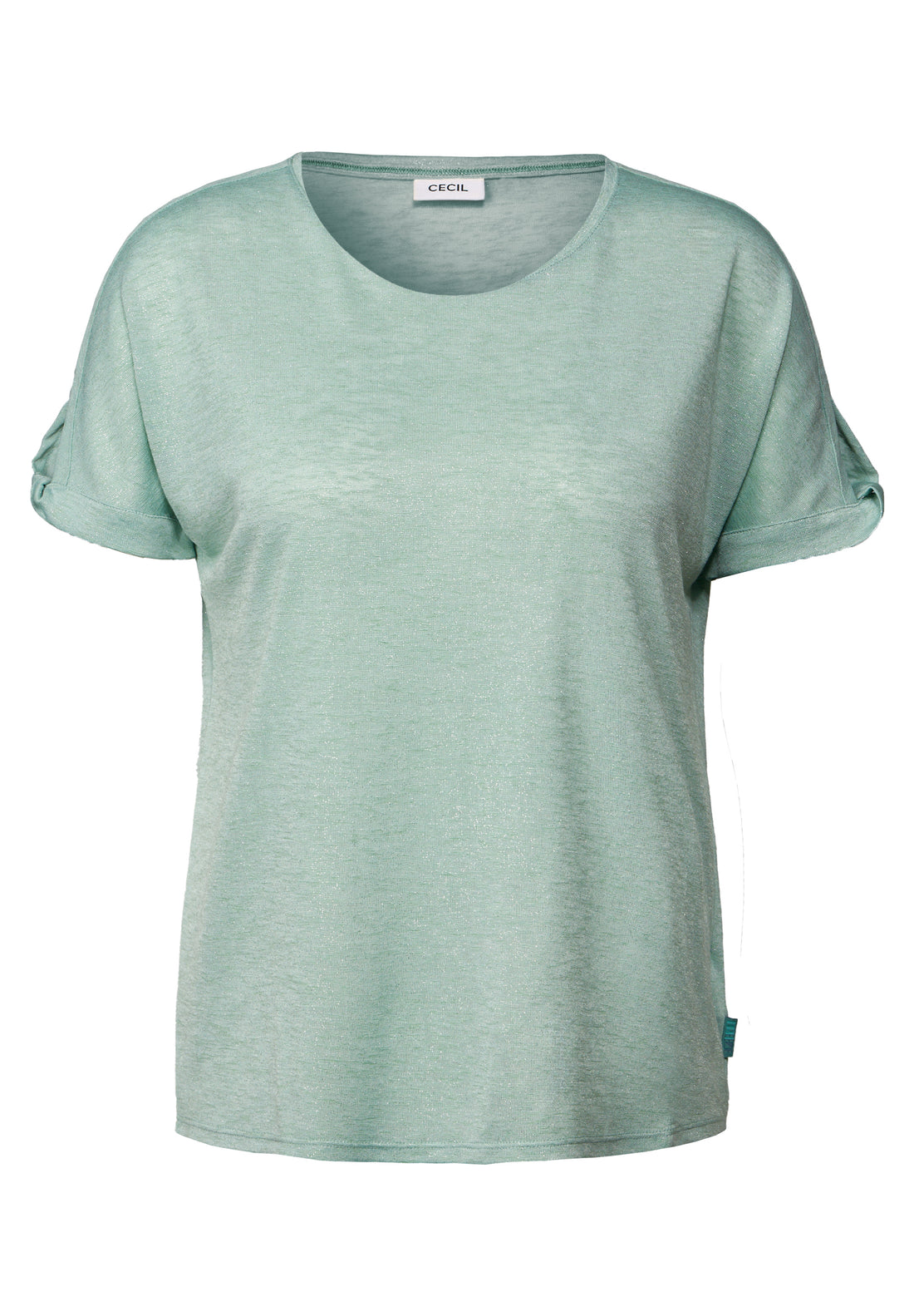 CECIL Leinen-Optik T-Shirt Damen Schimmernde Glitzerakzente