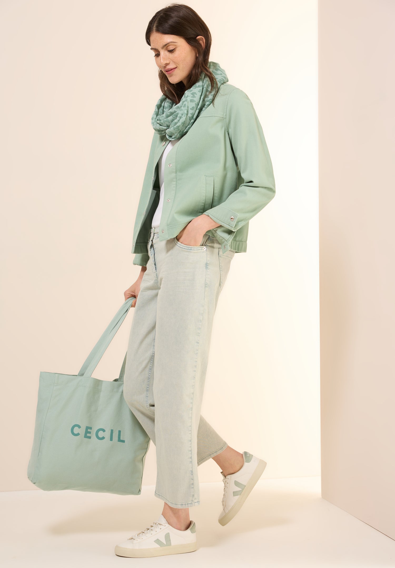 CECIL Loop Schal Damen Sommer Leicht Burn-Out-Muster